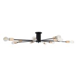 GloboStar® OLINDA 01244 Μοντέρνο Φωτιστικό Οροφής Πλέγμα Πολύφωτο 10 x E27 IP20 Μαύρο & Χρυσό Μέταλλο - Μ102 x Π102 x Υ17cm
