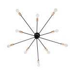 GloboStar® OLINDA 01244 Μοντέρνο Φωτιστικό Οροφής Πλέγμα Πολύφωτο 10 x E27 IP20 Μαύρο & Χρυσό Μέταλλο - Μ102 x Π102 x Υ17cm