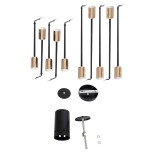 GloboStar® OLINDA 01244 Μοντέρνο Φωτιστικό Οροφής Πλέγμα Πολύφωτο 10 x E27 IP20 Μαύρο & Χρυσό Μέταλλο - Μ102 x Π102 x Υ17cm