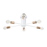 GloboStar® OLINDA 01385 Μοντέρνο Φωτιστικό Οροφής Πλέγμα Πολύφωτο 6 x E27 IP20 Λευκό & Χάλκινο Μέταλλο - Μ60 x Π60 x Υ20cm