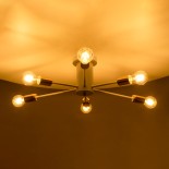 GloboStar® OLINDA 01385 Μοντέρνο Φωτιστικό Οροφής Πλέγμα Πολύφωτο 6 x E27 IP20 Λευκό & Χάλκινο Μέταλλο - Μ60 x Π60 x Υ20cm