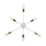 GloboStar® OLINDA 01385 Μοντέρνο Φωτιστικό Οροφής Πλέγμα Πολύφωτο 6 x E27 IP20 Λευκό & Χάλκινο Μέταλλο - Μ60 x Π60 x Υ20cm