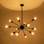 GLOBOSTAR® MILANO 01486 Μοντέρνο Φωτιστικό Οροφής με Ντουί 12 x E27 AC 220-240V IP20 - Μαύρο - Μ80 x Π80 x Υ80cm