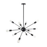GLOBOSTAR® MILANO 01486 Μοντέρνο Φωτιστικό Οροφής με Ντουί 12 x E27 AC 220-240V IP20 - Μαύρο - Μ80 x Π80 x Υ80cm