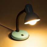 GloboStar® STUDENT 01532 Μοντέρνο Επιτραπέζιο Φωτιστικό Πορτατίφ Μονόφωτο 1 x E27 IP20 Μπλε Μέταλλο με Μαύρο Πλαστικό - Μ12 x Π12 x Υ32cm