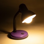 GloboStar® STUDENT 01537 Μοντέρνο Επιτραπέζιο Φωτιστικό Πορτατίφ Μονόφωτο 1 x E27 IP20 Μωβ Μέταλλο με Μαύρο Πλαστικό - Μ12 x Π12 x Υ32cm