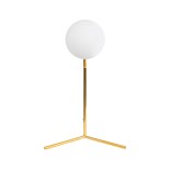 GloboStar® ELFIS GOLD 01551 Μοντέρνο Επιτραπέζιο Φωτιστικό Πορτατίφ Μονόφωτο 1 x E27 Χρυσό Μεταλλικό με Λευκό Γυαλί Μπάλα Φ15 x Υ53cm