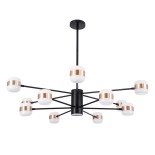 GloboStar® ORNATE 01553 Φωτιστικό Οροφής LED 104W lm 360° AC 220-240V IP20 Φυσικό Λευκό 4500k Μαύρο & Χάλκινο Μέταλλο με Λευκό Πλαστικό - Μ65 x Π65 x Υ70cm - 2 Xρόνια Εγγύηση