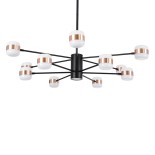 GloboStar® ORNATE 01553 Φωτιστικό Οροφής LED 104W lm 360° AC 220-240V IP20 Φυσικό Λευκό 4500k Μαύρο & Χάλκινο Μέταλλο με Λευκό Πλαστικό - Μ65 x Π65 x Υ70cm - 2 Xρόνια Εγγύηση