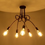 GloboStar® PAULELI 01564 Μοντέρνο Φωτιστικό Οροφής Πλέγμα Πολύφωτο 5 x E27 IP20 Χάλκινο Μέταλλο - Μ80 x Π80 x Υ40cm