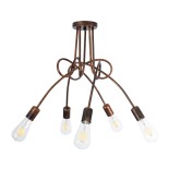 GloboStar® PAULELI 01564 Μοντέρνο Φωτιστικό Οροφής Πλέγμα Πολύφωτο 5 x E27 IP20 Χάλκινο Μέταλλο - Μ80 x Π80 x Υ40cm