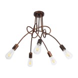 GloboStar® PAULELI 01564 Μοντέρνο Φωτιστικό Οροφής Πλέγμα Πολύφωτο 5 x E27 IP20 Χάλκινο Μέταλλο - Μ80 x Π80 x Υ40cm