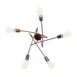 GloboStar® PAULELI 01564 Μοντέρνο Φωτιστικό Οροφής Πλέγμα Πολύφωτο 5 x E27 IP20 Χάλκινο Μέταλλο - Μ80 x Π80 x Υ40cm