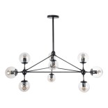 GLOBOSTAR® SENTINEL 01636 Μοντέρνο Φωτιστικό Οροφής με Ντουί 10 x E27 AC 220-240V IP20 - Μαύρο & Διάφανο - Μ105 x Π80 x Υ90cm