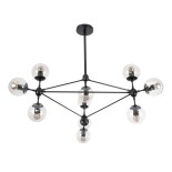 GLOBOSTAR® SENTINEL 01636 Μοντέρνο Φωτιστικό Οροφής με Ντουί 10 x E27 AC 220-240V IP20 - Μαύρο & Διάφανο - Μ105 x Π80 x Υ90cm