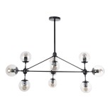 GLOBOSTAR® SENTINEL 01636 Μοντέρνο Φωτιστικό Οροφής με Ντουί 10 x E27 AC 220-240V IP20 - Μαύρο & Διάφανο - Μ105 x Π80 x Υ90cm