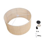 GloboStar® YOTTO 01822 Boho Κρεμαστό Φωτιστικό Καπέλο Μονόφωτο 1 x E27 IP20 Μπεζ Ρατάν - Μ55 x Π55 x Y30cm