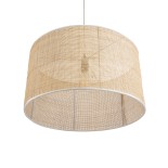 GloboStar® YOTTO 01822 Boho Κρεμαστό Φωτιστικό Καπέλο Μονόφωτο 1 x E27 IP20 Μπεζ Ρατάν - Μ55 x Π55 x Y30cm
