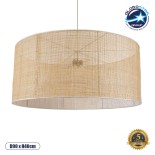 GloboStar® YOTTO 01823 Boho Κρεμαστό Φωτιστικό Καπέλο Τρίφωτο 3 x E27 IP20 Μπεζ Ρατάν - Μ90 x Π90 x Υ40cm