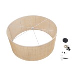 GloboStar® YOTTO 01823 Boho Κρεμαστό Φωτιστικό Καπέλο Τρίφωτο 3 x E27 IP20 Μπεζ Ρατάν - Μ90 x Π90 x Υ40cm