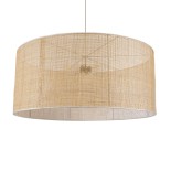 GloboStar® YOTTO 01823 Boho Κρεμαστό Φωτιστικό Καπέλο Τρίφωτο 3 x E27 IP20 Μπεζ Ρατάν - Μ90 x Π90 x Υ40cm