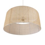 GloboStar® YOTTO 01823 Boho Κρεμαστό Φωτιστικό Καπέλο Τρίφωτο 3 x E27 IP20 Μπεζ Ρατάν - Μ90 x Π90 x Υ40cm