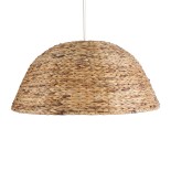 GloboStar® MANGATA 01848 Boho Κρεμαστό Φωτιστικό Οροφής Μονόφωτο 1 x E27 AC220-240V IP20 - Φ90 x Υ40cm - Καφέ Water Hyacinth - Υδρουάκινθος Πλέγμα Καμπάνα - 5 Χρόνια Εγγύηση