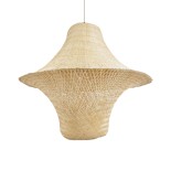 GloboStar® JUNIPER 02047 Boho Κρεμαστό Φωτιστικό Πλέγμα Μονόφωτο 1 x E27 IP20 Μπεζ Ξύλο - Μ100 x Π100 x Υ90cm