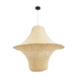 GloboStar® JUNIPER 02047 Boho Κρεμαστό Φωτιστικό Πλέγμα Μονόφωτο 1 x E27 IP20 Μπεζ Ξύλο - Μ100 x Π100 x Υ90cm
