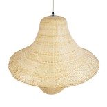 GloboStar® JUNIPER 02047 Boho Κρεμαστό Φωτιστικό Πλέγμα Μονόφωτο 1 x E27 IP20 Μπεζ Ξύλο - Μ100 x Π100 x Υ90cm
