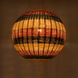 GloboStar® CABALLEROS 02063 Boho Κρεμαστό Φωτιστικό Μπάλα Μονόφωτο 1 x E27 IP20 Πολύχρωμο Ξύλο - Μ70 x Π70 x Υ70cm