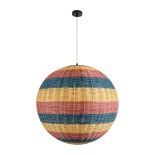GloboStar® CABALLEROS 02063 Boho Κρεμαστό Φωτιστικό Μπάλα Μονόφωτο 1 x E27 IP20 Πολύχρωμο Ξύλο - Μ70 x Π70 x Υ70cm