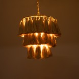 GLOBOSTAR® MISSOULA 02084 Boho Κρεμαστό Φωτιστικό Οροφής με Ντουί 1 x E27 AC 220-240V IP20 - Μπεζ & Χρυσό - Μ30 x Π30 x Υ40cm