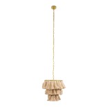 GLOBOSTAR® MISSOULA 02084 Boho Κρεμαστό Φωτιστικό Οροφής με Ντουί 1 x E27 AC 220-240V IP20 - Μπεζ & Χρυσό - Μ30 x Π30 x Υ40cm