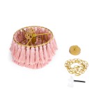 GLOBOSTAR® MISSOULA 02086 Boho Κρεμαστό Φωτιστικό Οροφής με Ντουί 1 x E27 AC 220-240V IP20 - Ροζ & Χρυσό - Μ30 x Π30 x Υ40cm