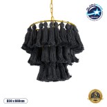 GLOBOSTAR® MISSOULA 02087 Boho Κρεμαστό Φωτιστικό Οροφής με Ντουί 1 x E27 AC 220-240V IP20 - Μαύρο & Χρυσό - Μ30 x Π30 x Υ40cm