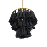 GLOBOSTAR® MISSOULA 02087 Boho Κρεμαστό Φωτιστικό Οροφής με Ντουί 1 x E27 AC 220-240V IP20 - Μαύρο & Χρυσό - Μ30 x Π30 x Υ40cm