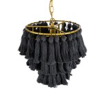 GLOBOSTAR® MISSOULA 02087 Boho Κρεμαστό Φωτιστικό Οροφής με Ντουί 1 x E27 AC 220-240V IP20 - Μαύρο & Χρυσό - Μ30 x Π30 x Υ40cm