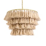 GLOBOSTAR® MISSOULA 02088 Boho Κρεμαστό Φωτιστικό Οροφής με Ντουί 1 x E27 AC 220-240V IP20 - Μπεζ & Χρυσό - Μ60 x Π60 x Υ40cm