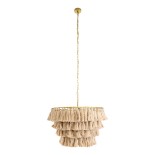 GLOBOSTAR® MISSOULA 02088 Boho Κρεμαστό Φωτιστικό Οροφής με Ντουί 1 x E27 AC 220-240V IP20 - Μπεζ & Χρυσό - Μ60 x Π60 x Υ40cm
