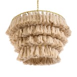 GLOBOSTAR® MISSOULA 02088 Boho Κρεμαστό Φωτιστικό Οροφής με Ντουί 1 x E27 AC 220-240V IP20 - Μπεζ & Χρυσό - Μ60 x Π60 x Υ40cm