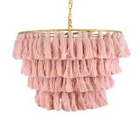 GLOBOSTAR® MISSOULA 02090 Boho Κρεμαστό Φωτιστικό Οροφής με Ντουί 1 x E27 AC 220-240V IP20 - Ροζ & Χρυσό - Μ60 x Π60 x Υ40cm