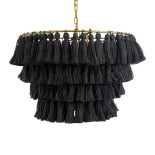 GLOBOSTAR® MISSOULA 02091 Boho Κρεμαστό Φωτιστικό Οροφής με Ντουί 1 x E27 AC 220-240V IP20 - Μαύρο & Χρυσό - Μ60 x Π60 x Υ40cm