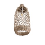 GLOBOSTAR® ECUADOR 02116 Boho Κρεμαστό Φωτιστικό Οροφής με Ντουί 1 x E27 AC 220-240V IP20 - Μπεζ - Μ23 x Π23 x Υ50cm