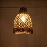 GLOBOSTAR® ECUADOR 02118 Boho Κρεμαστό Φωτιστικό Οροφής με Ντουί 1 x E27 AC 220-240V IP20 - Μπεζ - Μ25 x Π25 x Υ35cm