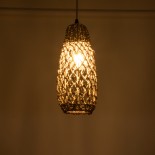 GLOBOSTAR® ECUADOR 02119 Boho Κρεμαστό Φωτιστικό Οροφής με Ντουί 1 x E27 AC 220-240V IP20 - Μπεζ - Μ15 x Π15 x Υ35cm