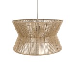 GloboStar® BISBEE 02204 Boho Κρεμαστό Φωτιστικό Πλέγμα Μονόφωτο 1 x E27 IP20 Μπεζ Σχοινί - Μ50 x Π50 x Υ28cm