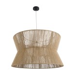 GloboStar® BISBEE 02205 Boho Κρεμαστό Φωτιστικό Καπέλο Μονόφωτο 1 x E27 IP20 Μπεζ Σχοινί - Μ80 x Π80 x Υ48cm