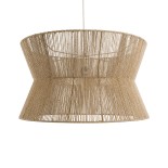 GloboStar® BISBEE 02205 Boho Κρεμαστό Φωτιστικό Καπέλο Μονόφωτο 1 x E27 IP20 Μπεζ Σχοινί - Μ80 x Π80 x Υ48cm