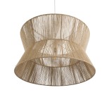GloboStar® BISBEE 02205 Boho Κρεμαστό Φωτιστικό Καπέλο Μονόφωτο 1 x E27 IP20 Μπεζ Σχοινί - Μ80 x Π80 x Υ48cm
